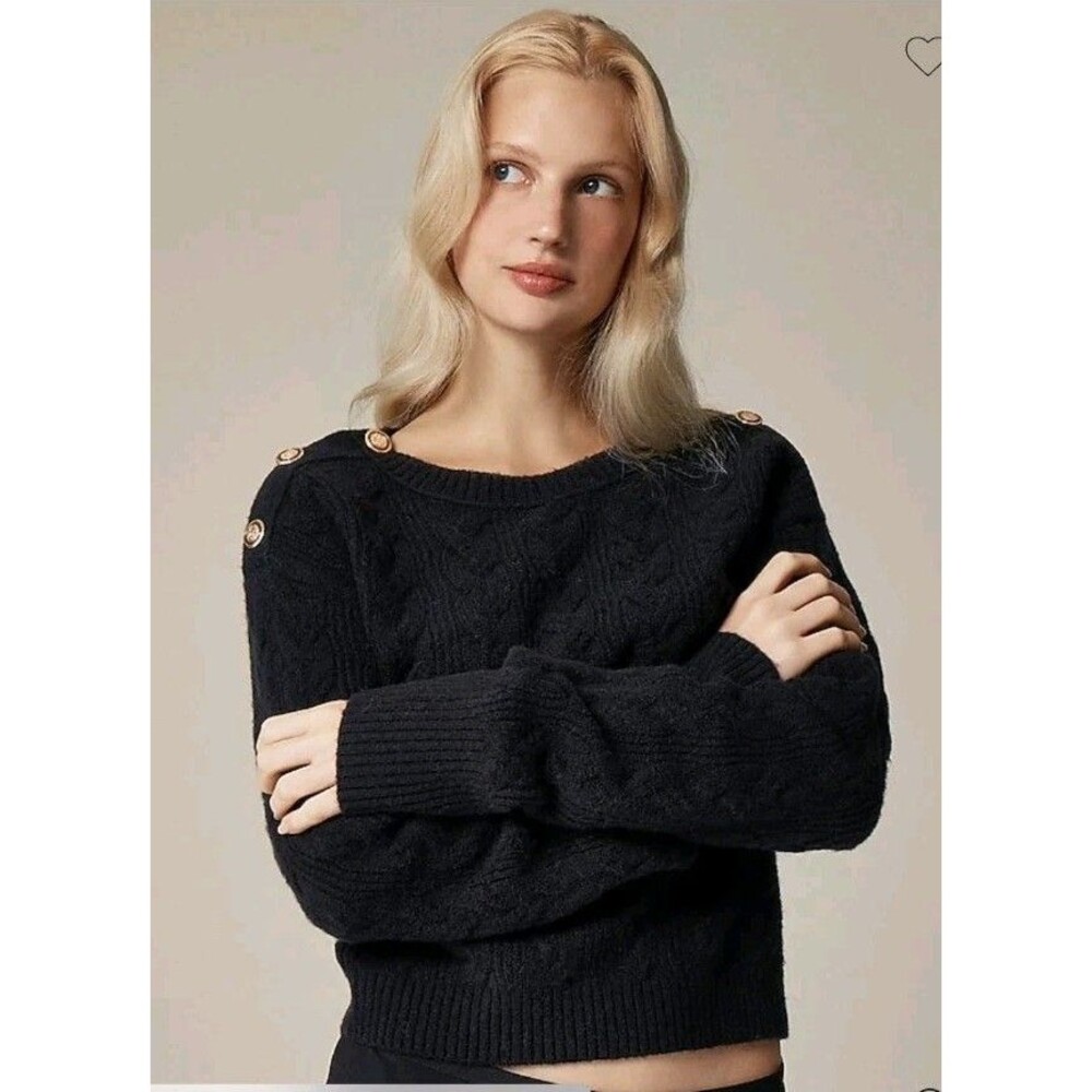 J.CREW Cable-Knit Sweater with Buttons in Supersoft Yarn CE735 $148 Size XS NWT